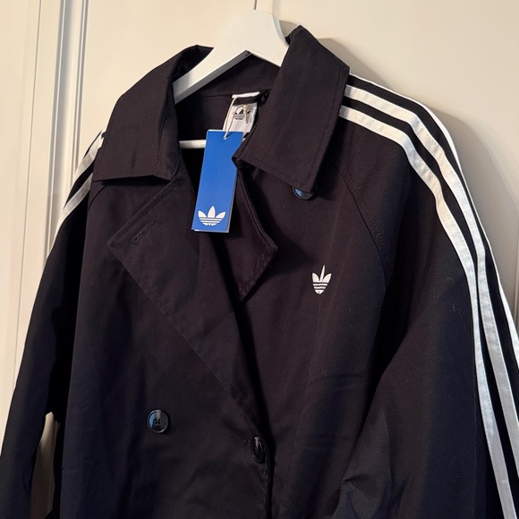 NWT Adidas | Black Long Trench Coat - Medium but VERY oversized like Large - Picture 4 of 17